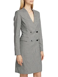 Houndstooth Double-Breasted Blazer Dress