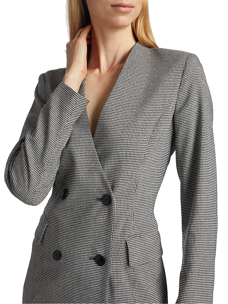 Houndstooth Double-Breasted Blazer Dress