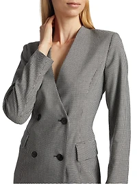 Houndstooth Double-Breasted Blazer Dress