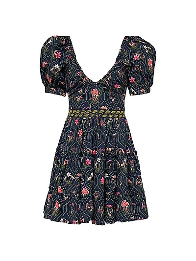 Manzanilla Pacifico Embroidered Floral Cotton Minidress