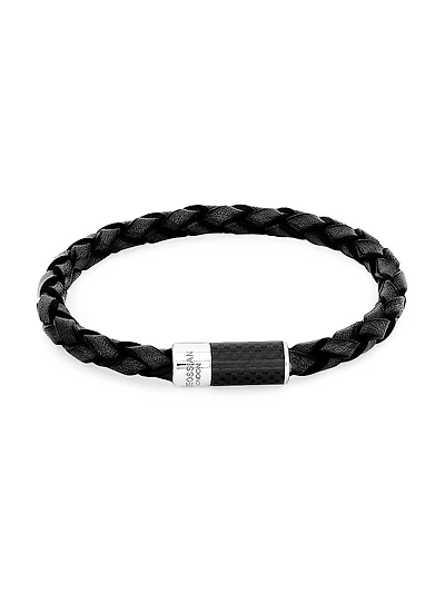 Carbon Pop Braided Leather Bracelet