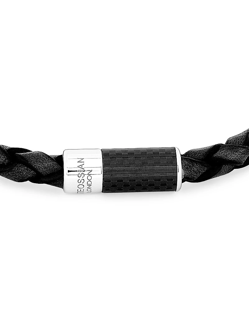 Carbon Pop Braided Leather Bracelet