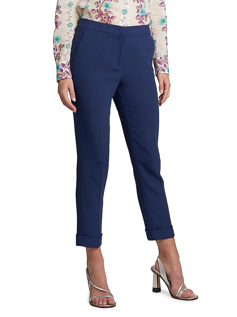 Ankle-Crop Mid-Rise Trousers