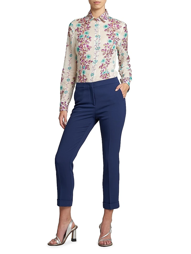 Ankle-Crop Mid-Rise Trousers