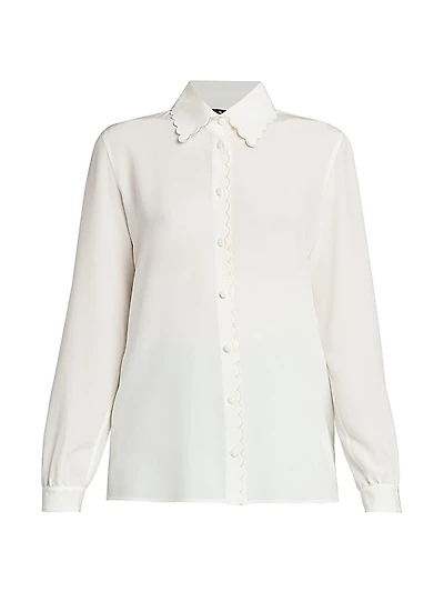 Scalloped Silk Blouse