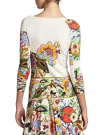 Knit Floral Silk-Blend Top