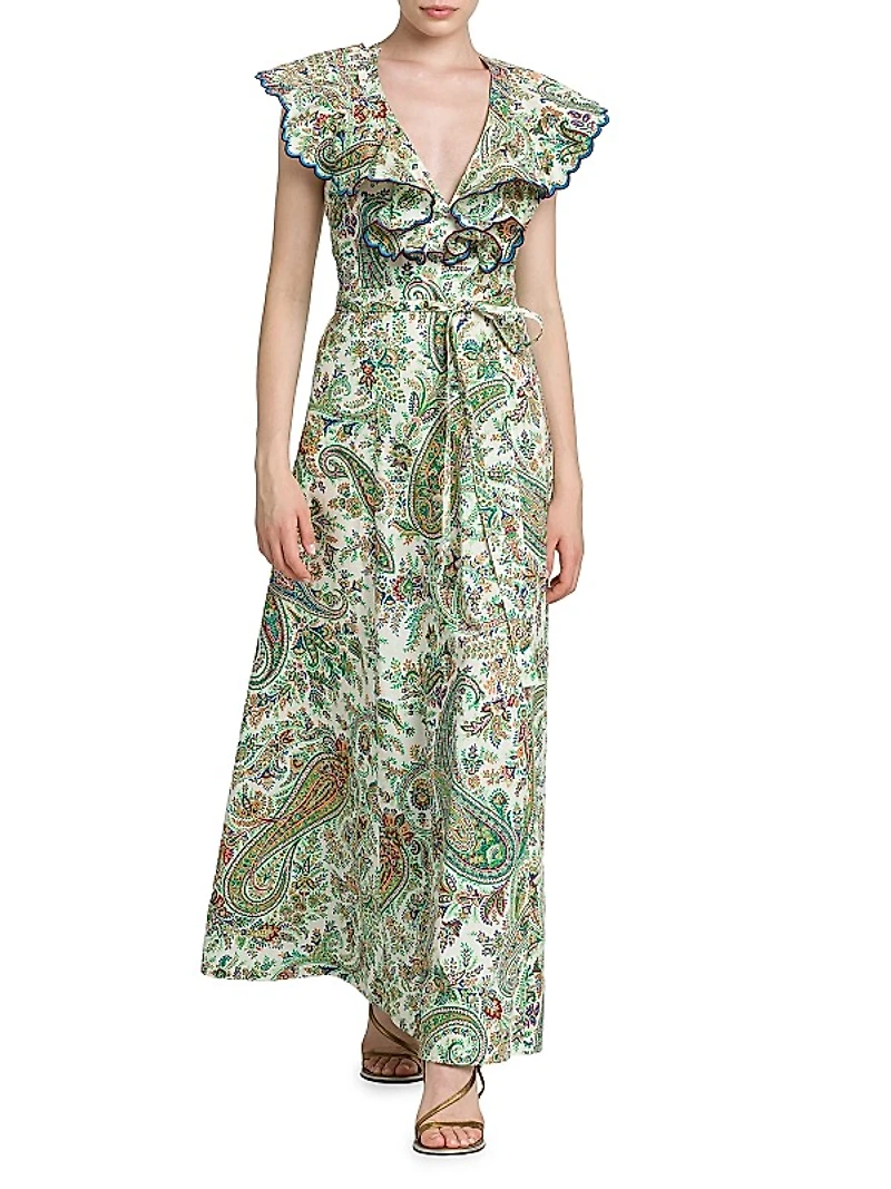 Summer Solstice Cotton Paisley Maxi Dress
