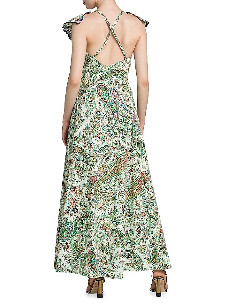 Summer Solstice Cotton Paisley Maxi Dress