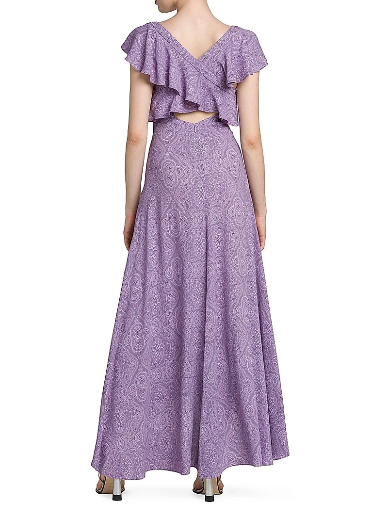 Paisley Flounce Maxi Dress