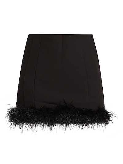 Dax Feather-Trimmed Miniskirt