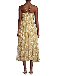 Pinwheel Cotton-Silk Blend Midi-Dress