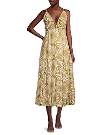 Pinwheel Cotton-Silk Blend Midi-Dress