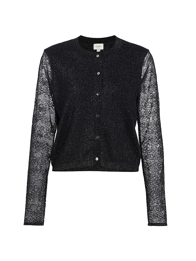 Anissa Semi-Sheer Wool-Blend Lace Cardigan
