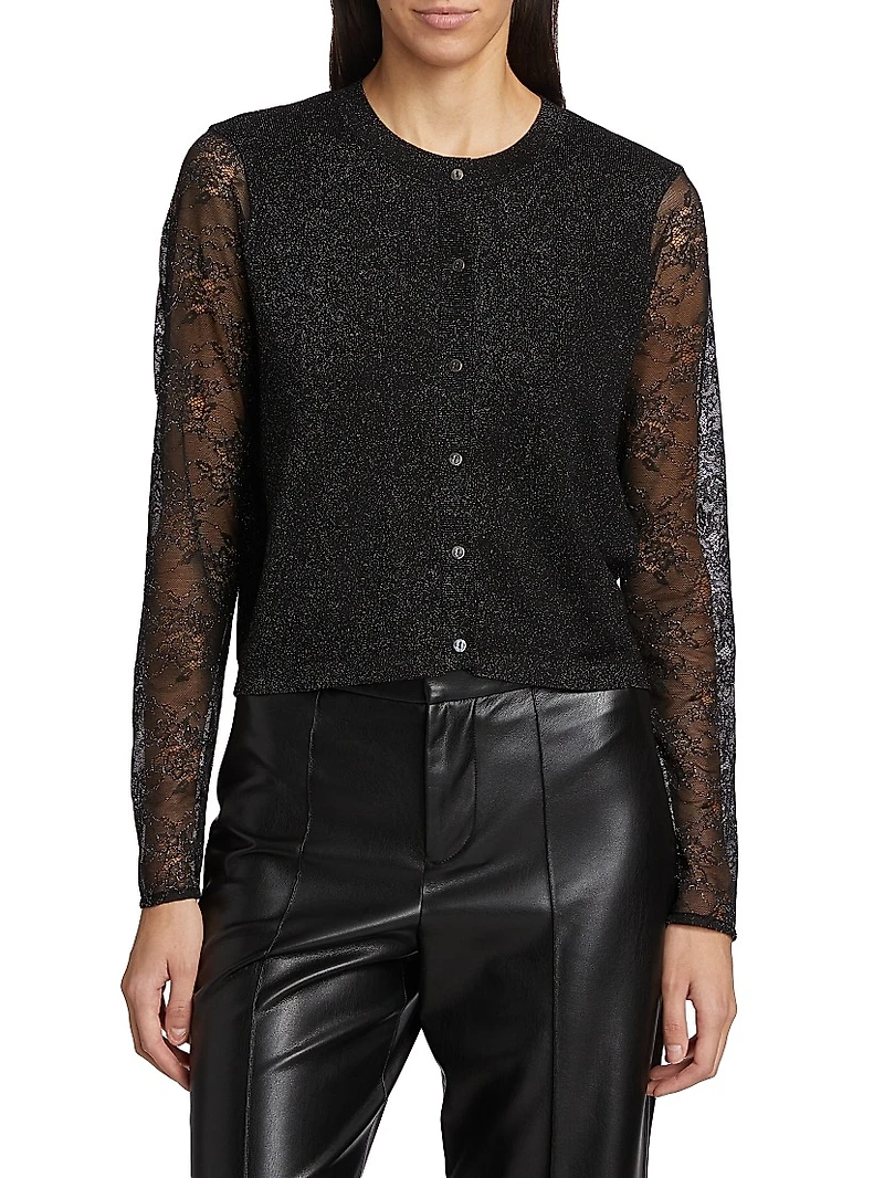 Anissa Semi-Sheer Wool-Blend Lace Cardigan