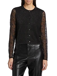Anissa Semi-Sheer Wool-Blend Lace Cardigan