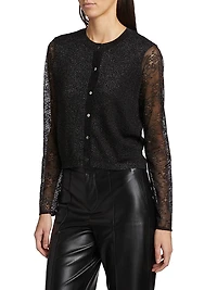 Anissa Semi-Sheer Wool-Blend Lace Cardigan
