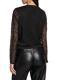Anissa Semi-Sheer Wool-Blend Lace Cardigan