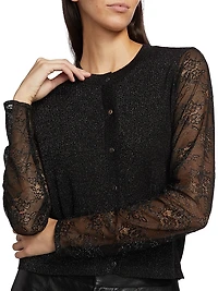 Anissa Semi-Sheer Wool-Blend Lace Cardigan