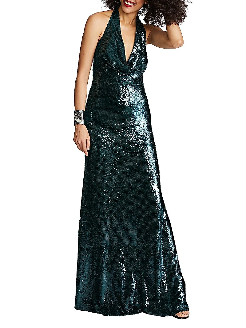 Tova Sequin Halterneck Gown
