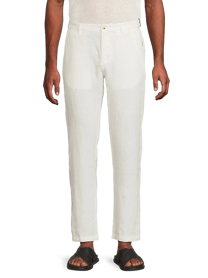 Linen Flat-Front Trousers