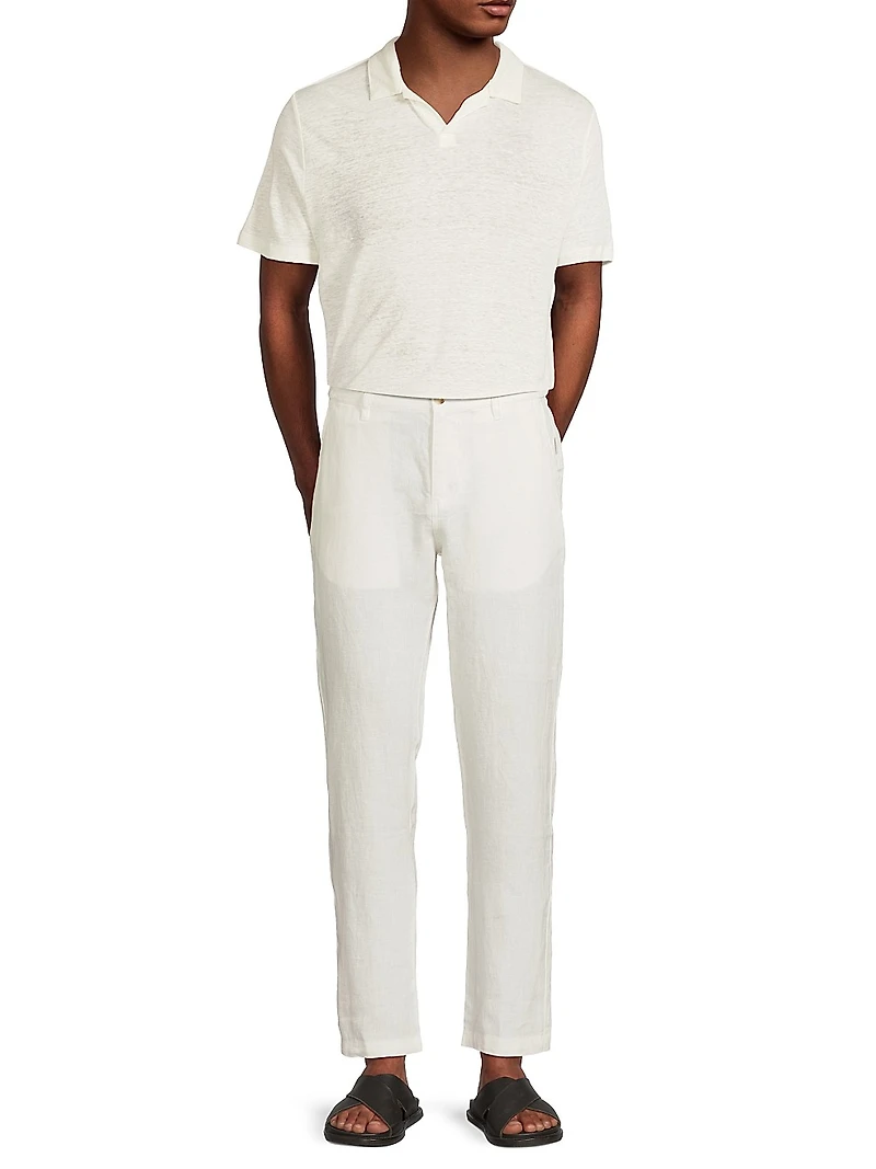 Linen Flat-Front Trousers
