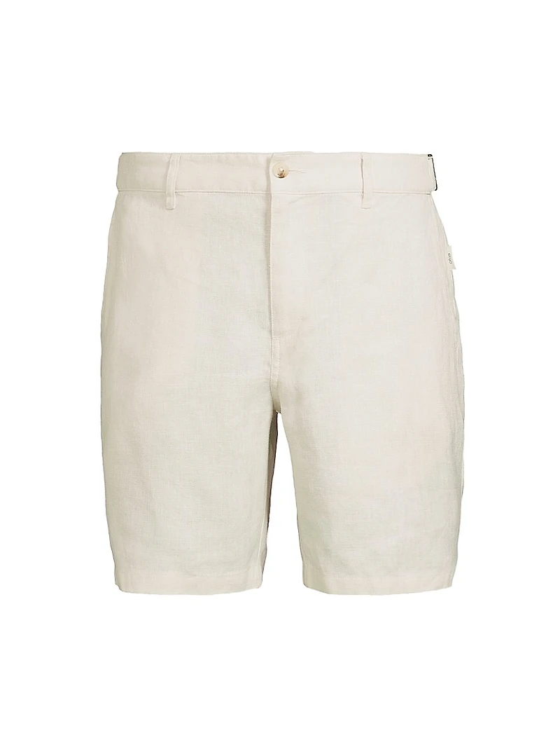 Linen Fixed-Waist Shorts