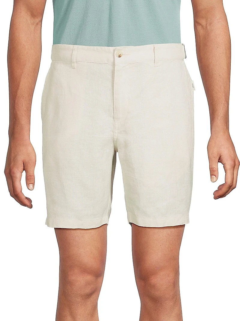 Linen Fixed-Waist Shorts