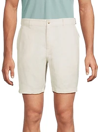 Linen Fixed-Waist Shorts