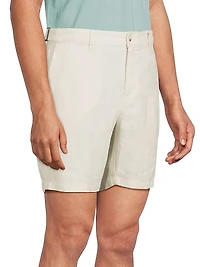Linen Fixed-Waist Shorts