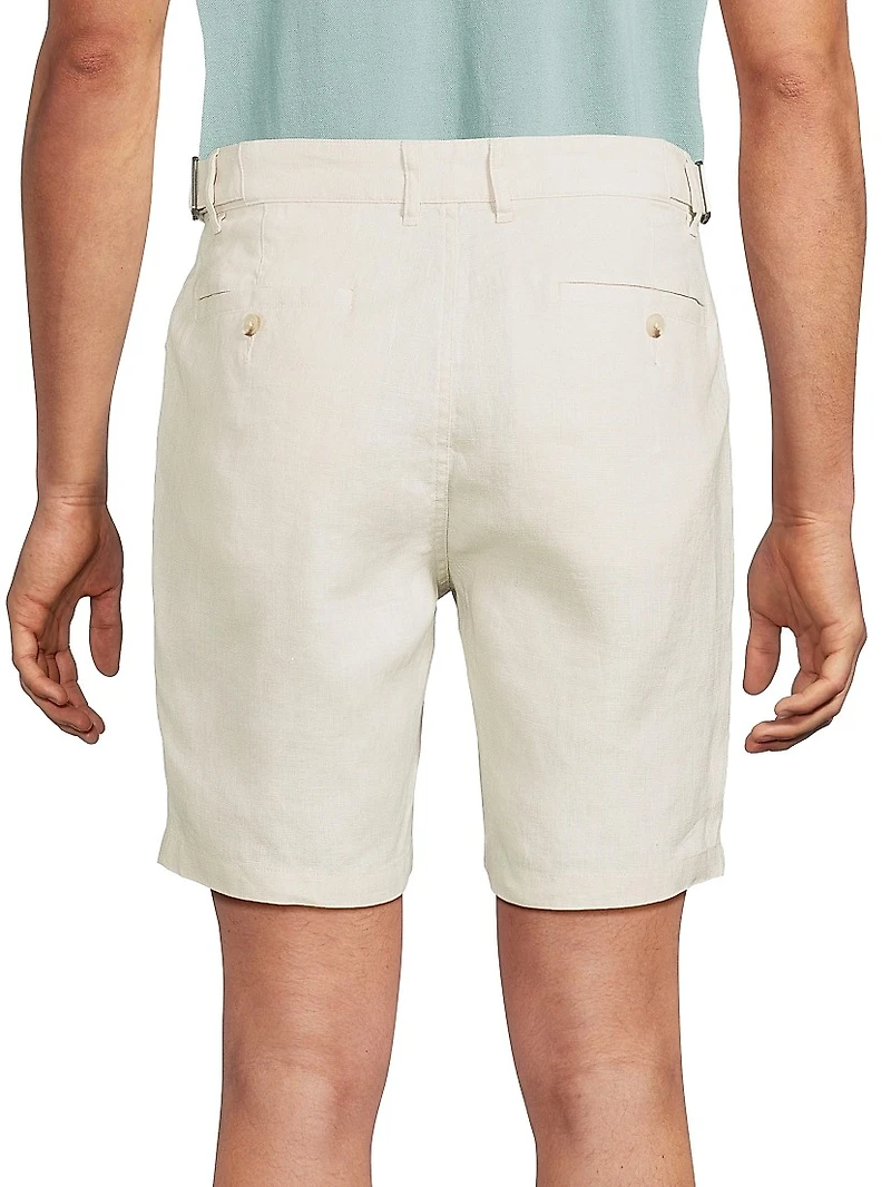 Linen Fixed-Waist Shorts