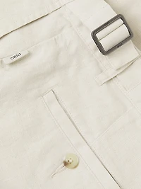 Linen Fixed-Waist Shorts