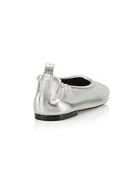 Stretch-Back Metallic Leather Ballet Flats