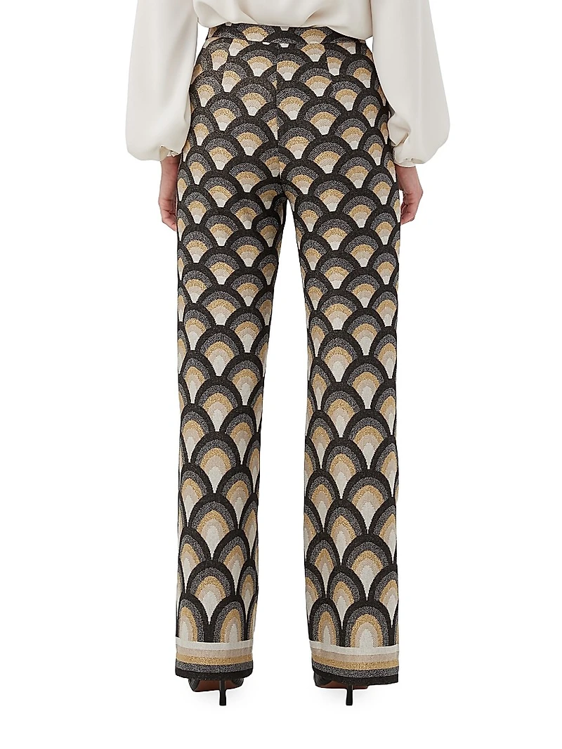 Asia Wide-Leg Jacquard Pants
