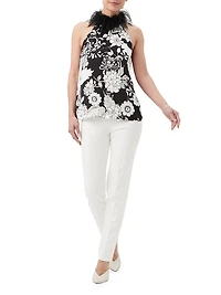 Grand Feather-Embellished Top