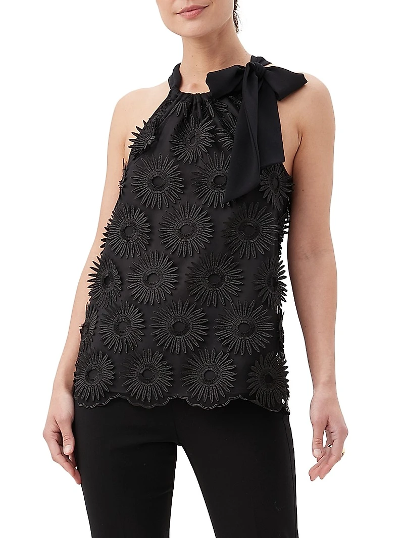 Mirai Floral-Embroidered Halterneck Top