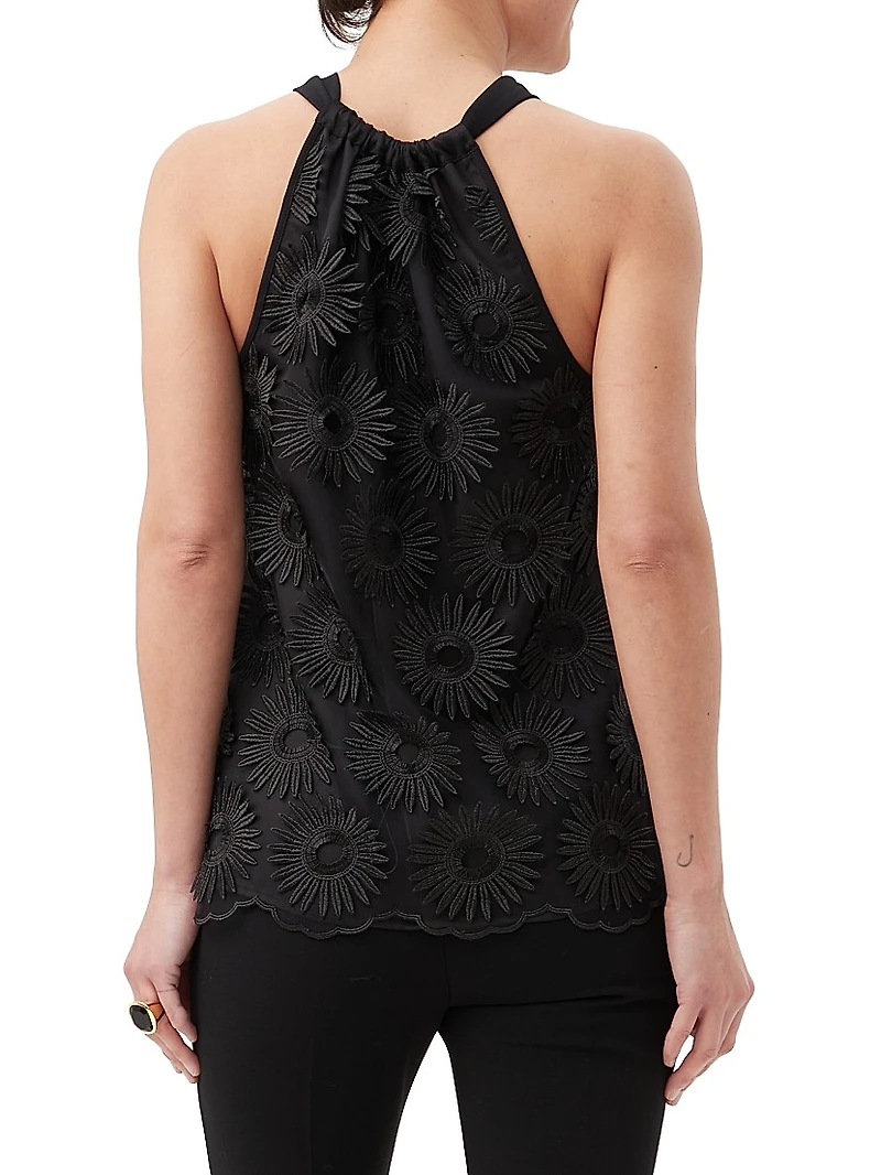 Mirai Floral-Embroidered Halterneck Top
