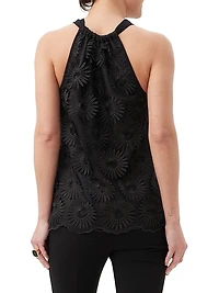 Mirai Floral-Embroidered Halterneck Top