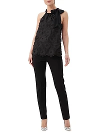 Mirai Floral-Embroidered Halterneck Top