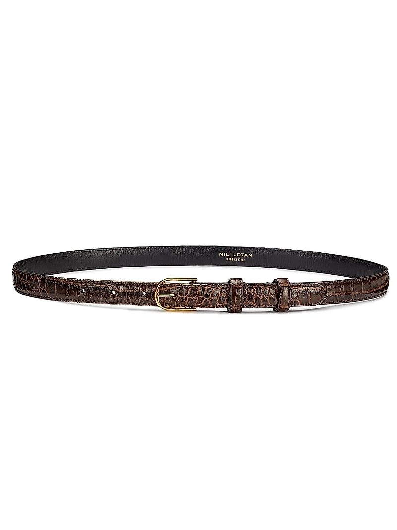 Jane Snake-Embossed Leather Belt