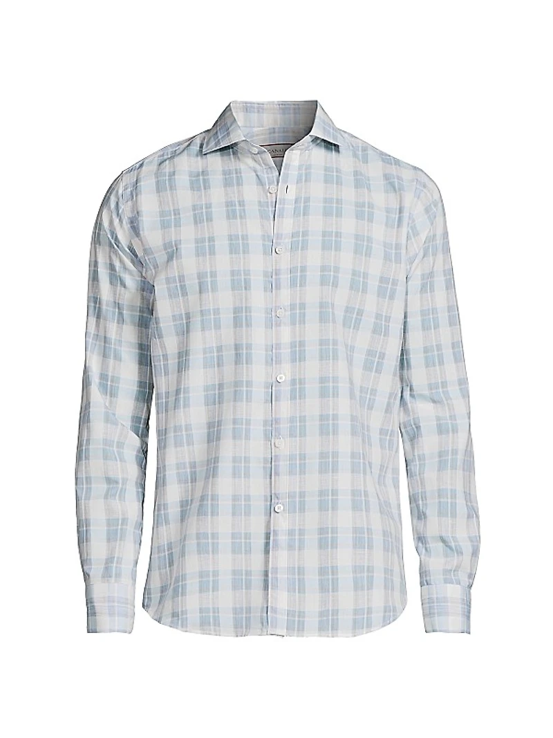 Plaid Button-Up Sport Shirt