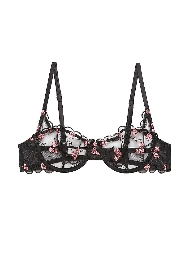 Rose And Vine Embroidered Lace Balconette Bra