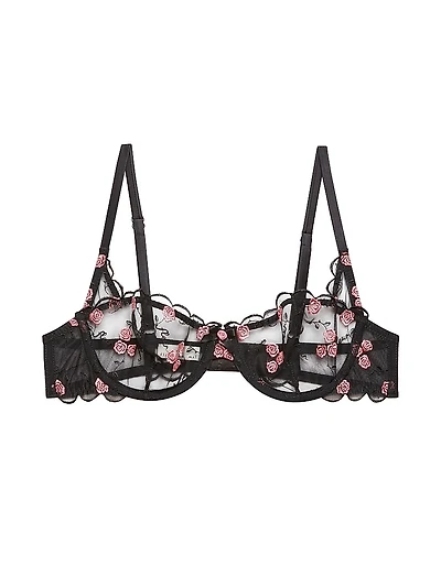 Rose And Vine Embroidered Lace Balconette Bra