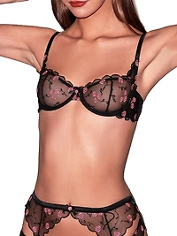 Rose And Vine Embroidered Lace Balconette Bra