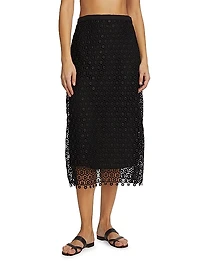 Karolina Grommet Lace Midi-Skirt