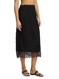 Karolina Grommet Lace Midi-Skirt