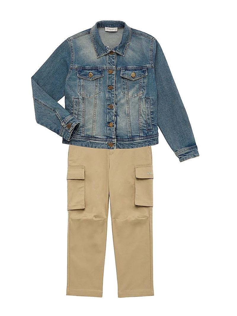 Little Kid's & Journey Patch Logo Denim Jacket