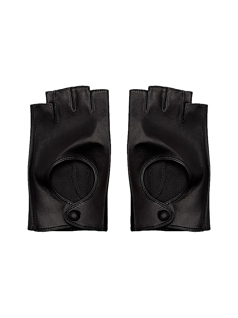 Fingerless Leather Driving Gloves