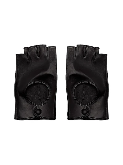 Fingerless Leather Driving Gloves