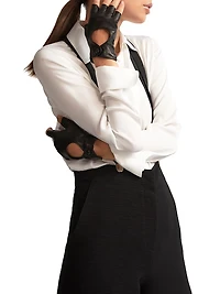 Fingerless Leather Driving Gloves