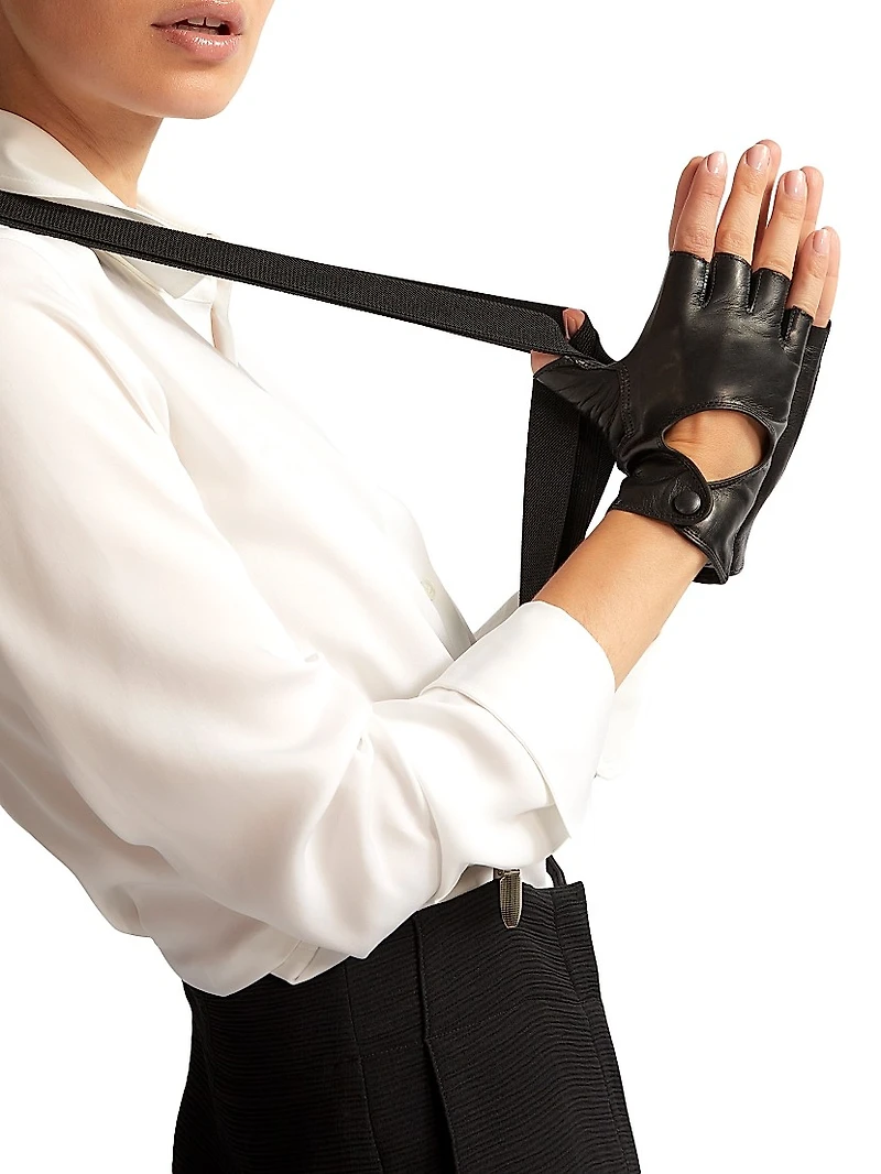 Fingerless Leather Driving Gloves